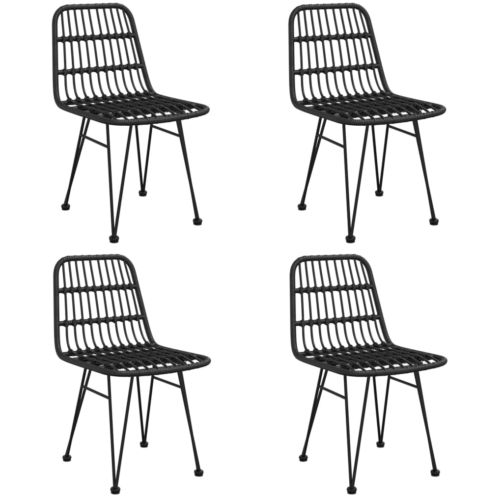 5 Pcs conjunto de jantar p/ jardim vime PE preto