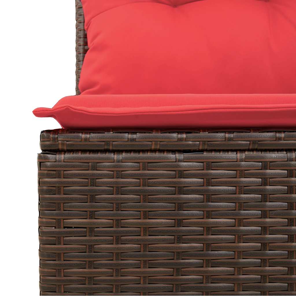 Conjunto de sofá de jardim com 7 peças e almofadas em rattan sintético marrom