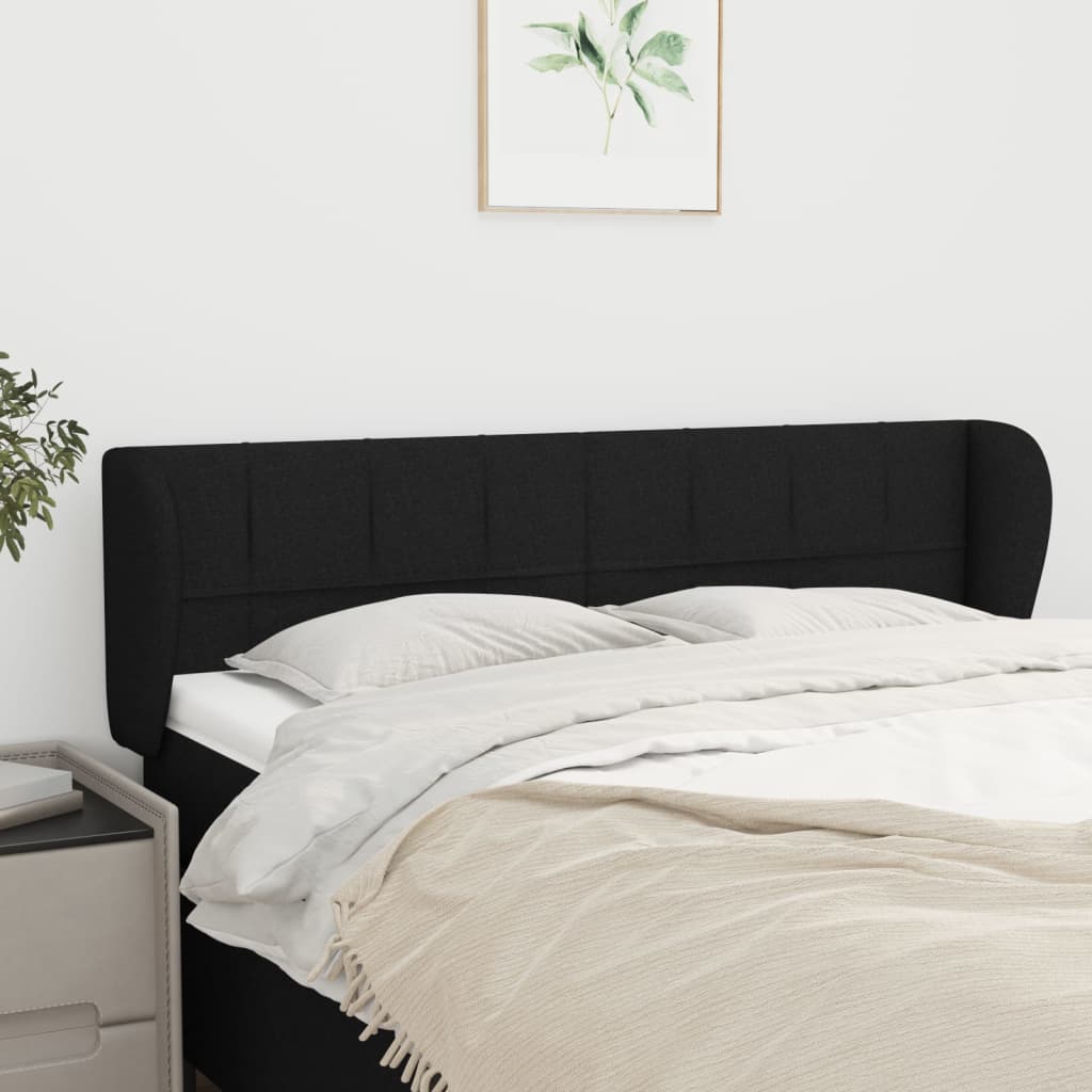 Cabeceira de cama c/ abas tecido 147x23x78/88 cm preto