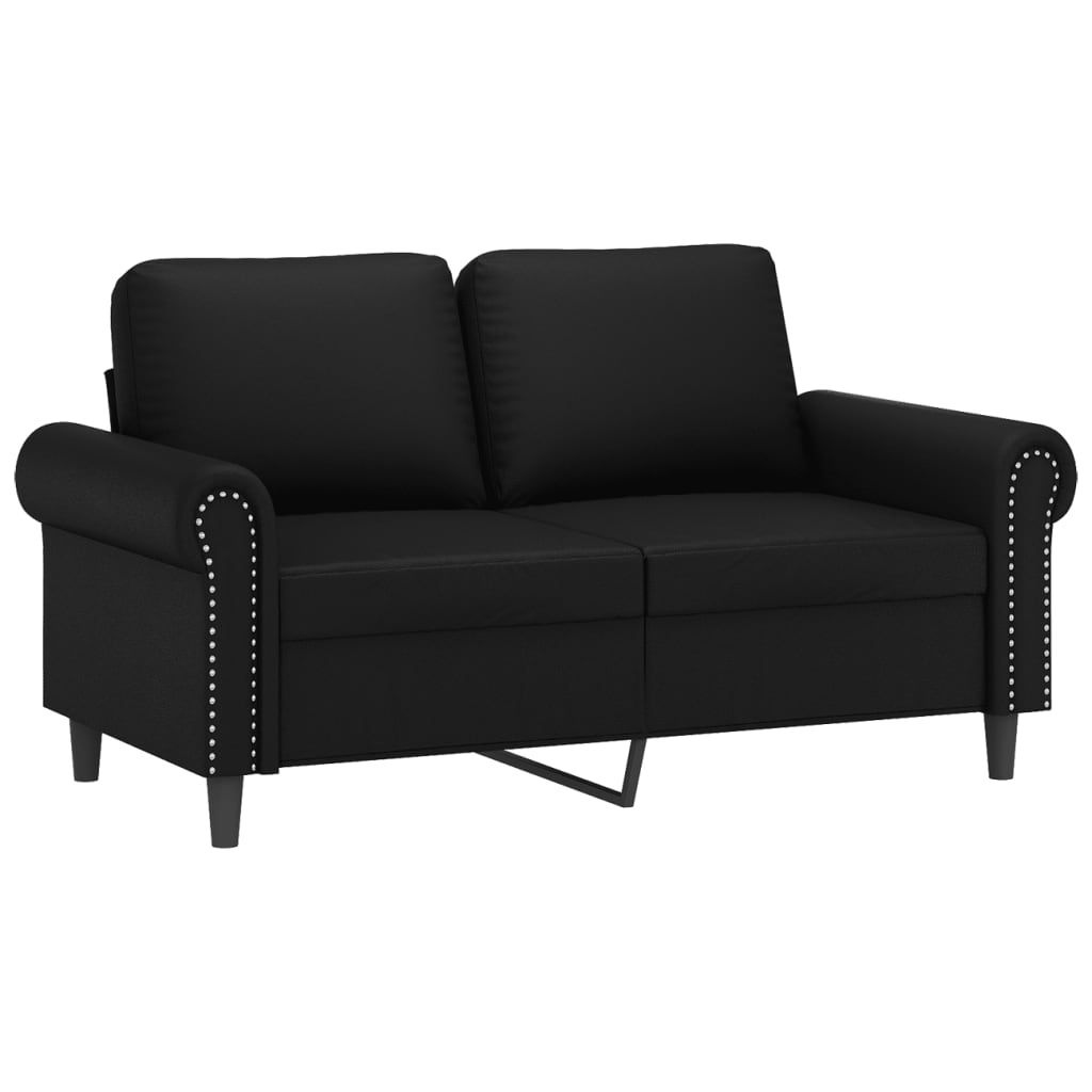 2 Pcs conjunto de sofás com almofadões couro artificial preto