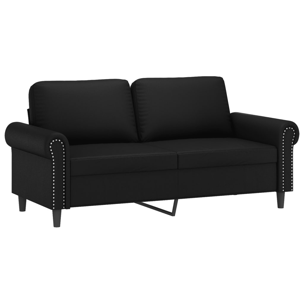 2 Pcs conjunto de sofás com almofadões couro artificial preto