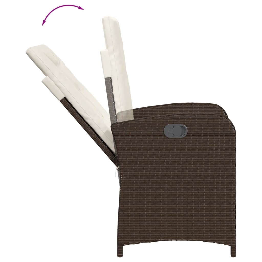 7 Pcs conjunto jantar p/ jardim c/ almofadões vime PE castanho