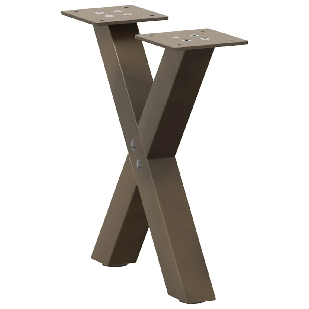 Pés para mesa de centro em formato de x, 2 peças, aço natural, 37x(30-31) cm, aço