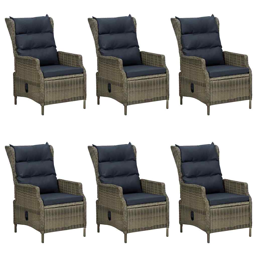 7 Pcs conjunto de jantar para jardim castanho