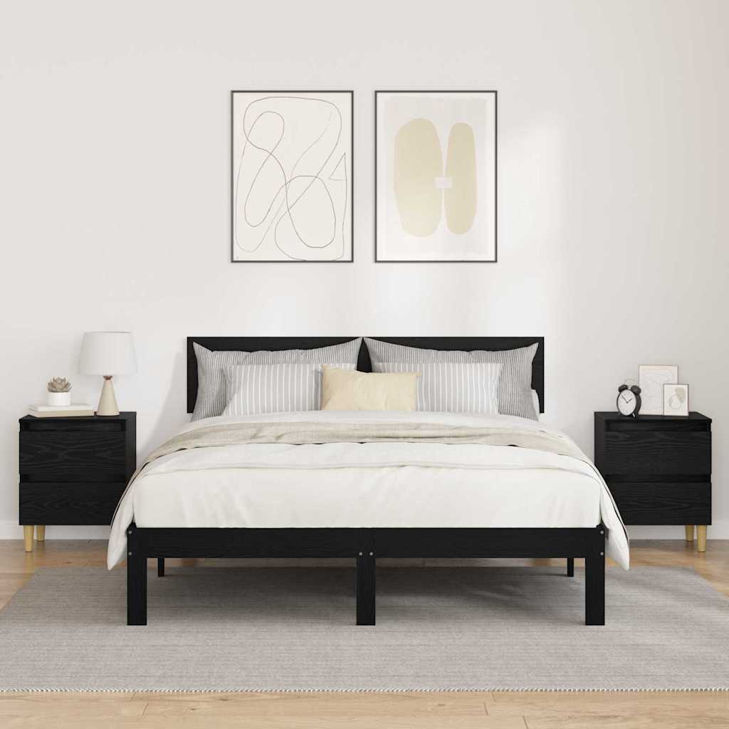 Armário de cama carvalho preto 40 x 35 x 50 cm