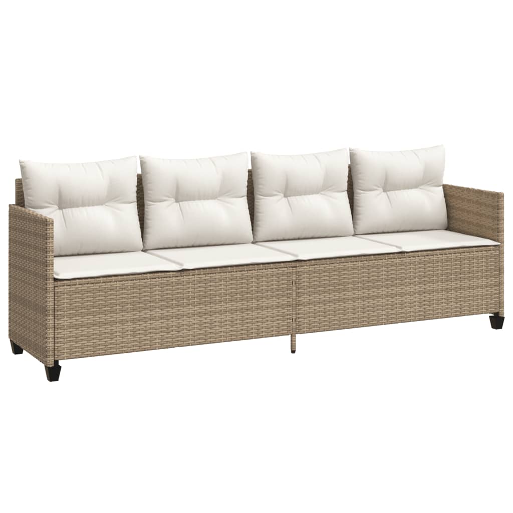 5 Pcs conjunto de sofás p/ jardim com almofadões vime PE bege