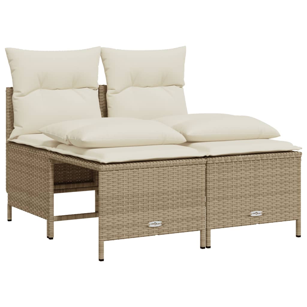 5 Pcs conjunto de sofás p/ jardim com almofadões vime PE bege