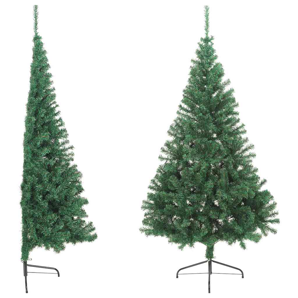 Meia árvore de natal artificial com suporte 240 cm PVC verde