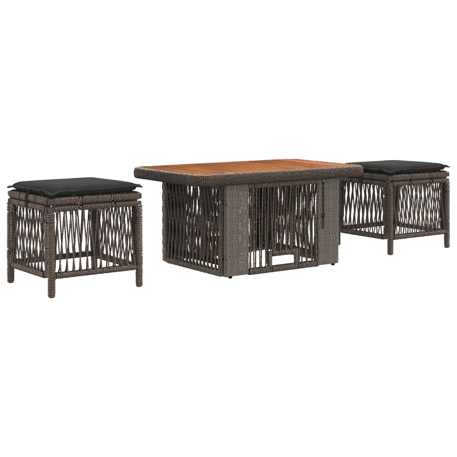 Conjunto de jantar para jardim 3 unid. cinza e cinza escuro