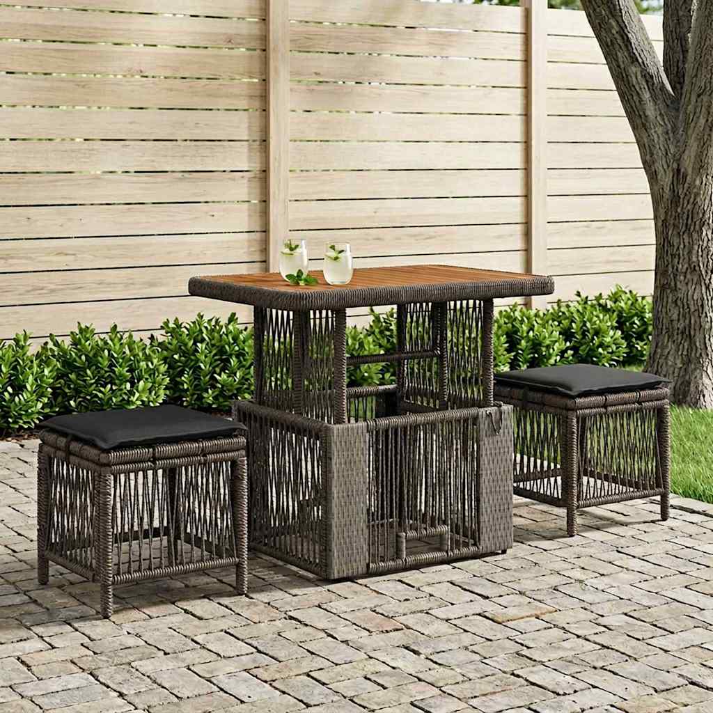 Conjunto de jantar para jardim 3 unid. cinza e cinza escuro