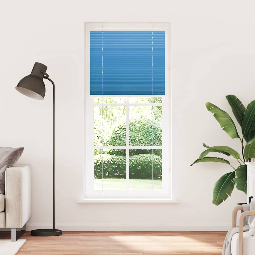 Azul plissada cega 85x200 cm largura tecido 84,4 cm poliéster