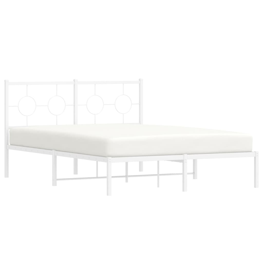 Estrutura de cama com cabeceira 140x190 cm metal branco