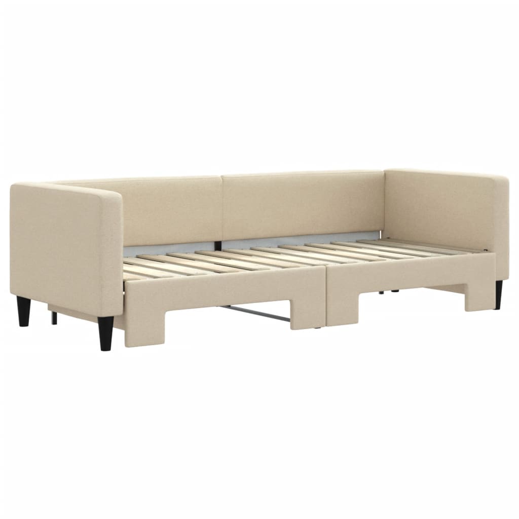 Sofá-cama com gavetão 80x200 cm tecido cor creme