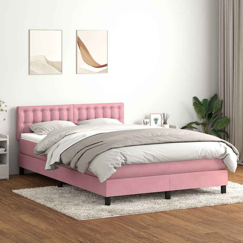 Cama com molas/colchão 140x210 cm veludo rosa
