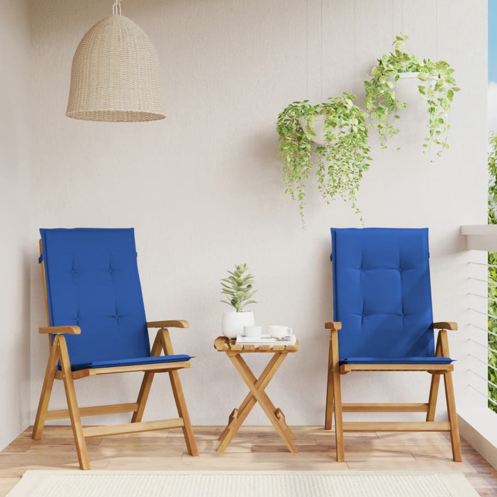 Cadeiras de jardim reclináveis c/ almofadões 2 pcs teca maciça