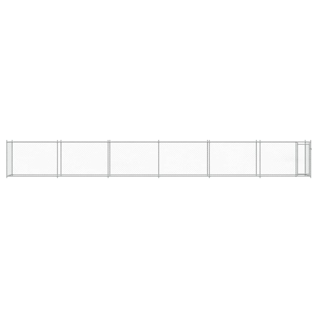 Jaula para cão com porta 12x2x1,5 m aço galvanizado cinzento