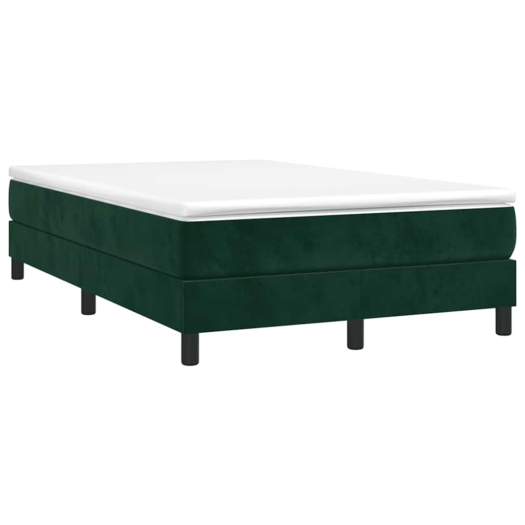 Estrutura de cama com molas 120x200 cm veludo verde-escuro