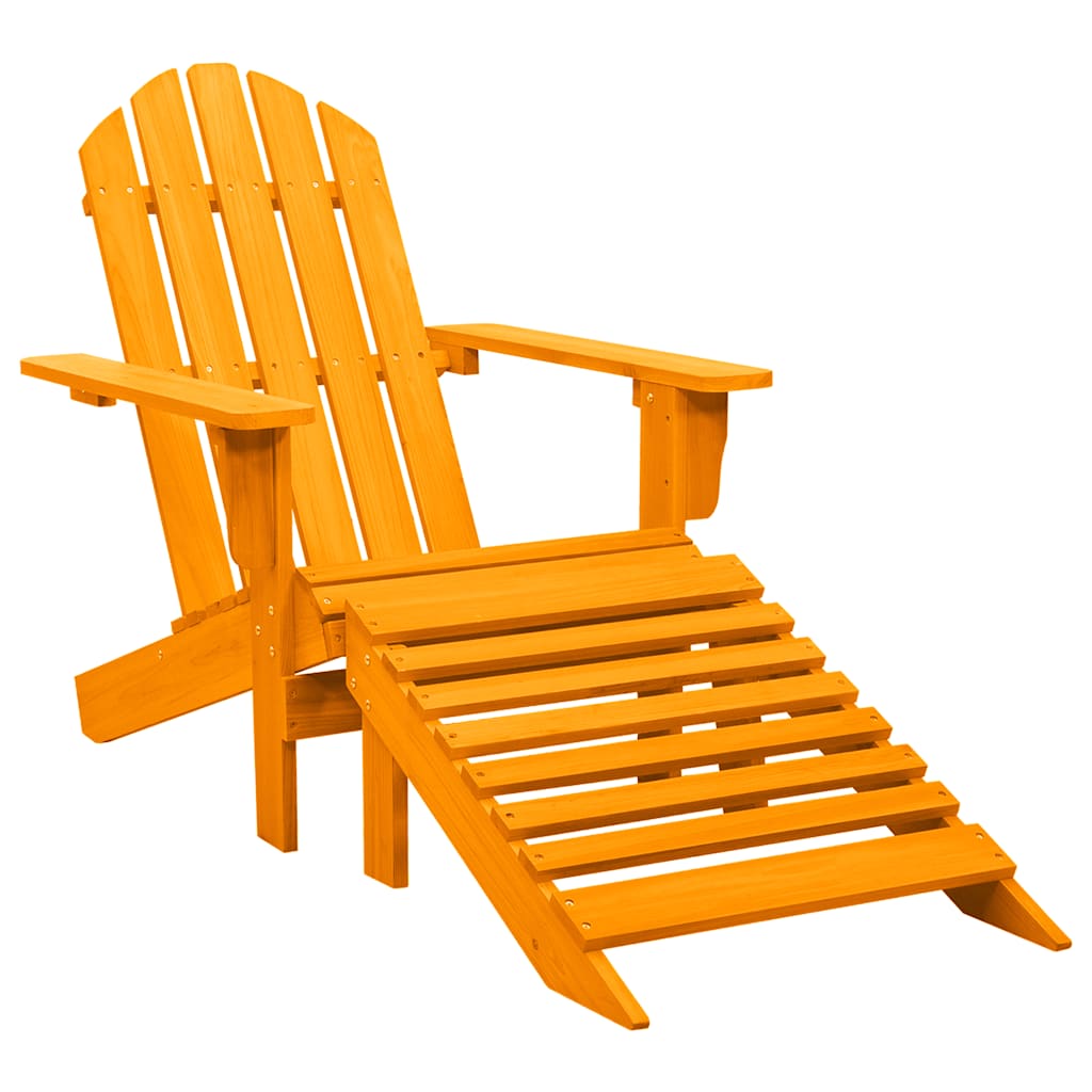 Cadeira adirondack p/ jardim com otomano abeto maciço laranja