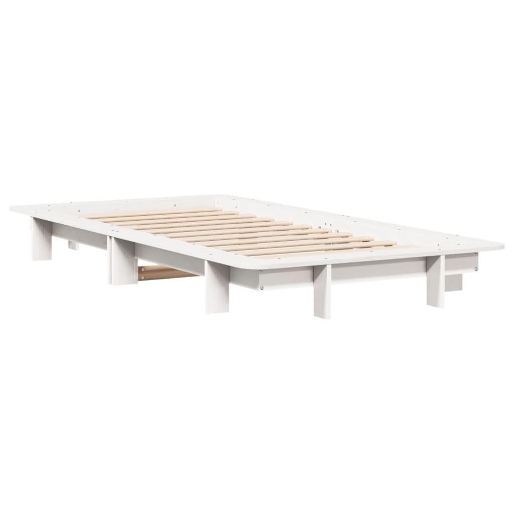 Cama sem colchão 90x200 cm madeira de pinho maciça branco