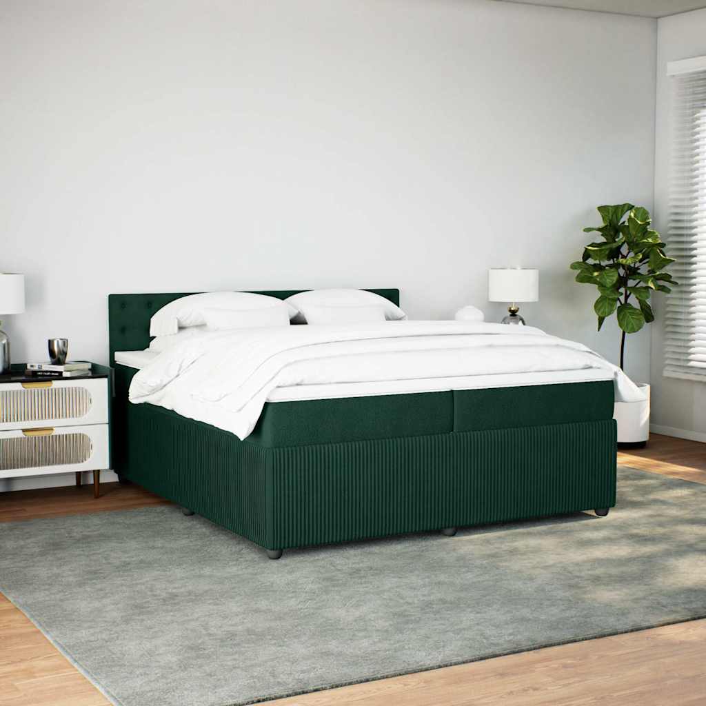 Cama com molas/colchão 200x200 cm veludo verde-escuro