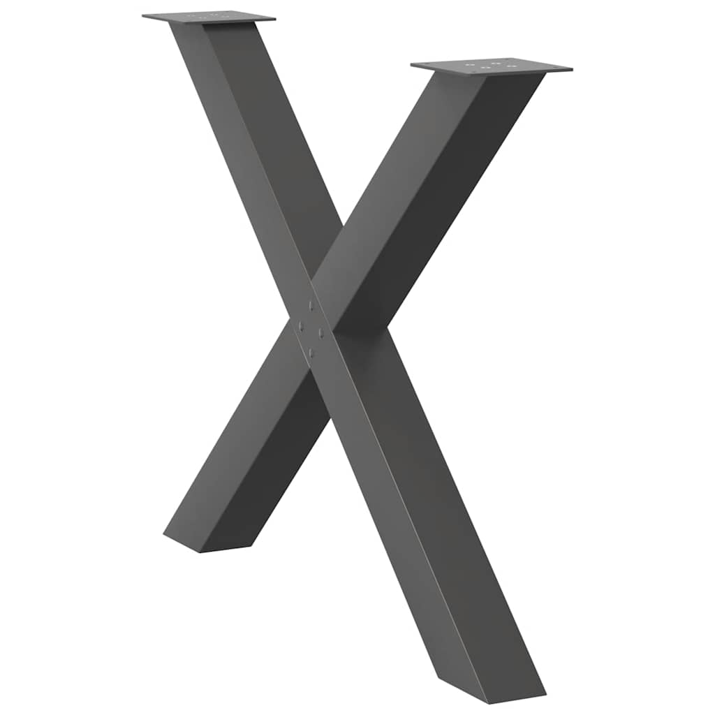 Pés para mesa de jantar em formato de x, 3 peças, antracite, 90x (72-73) cm, aço