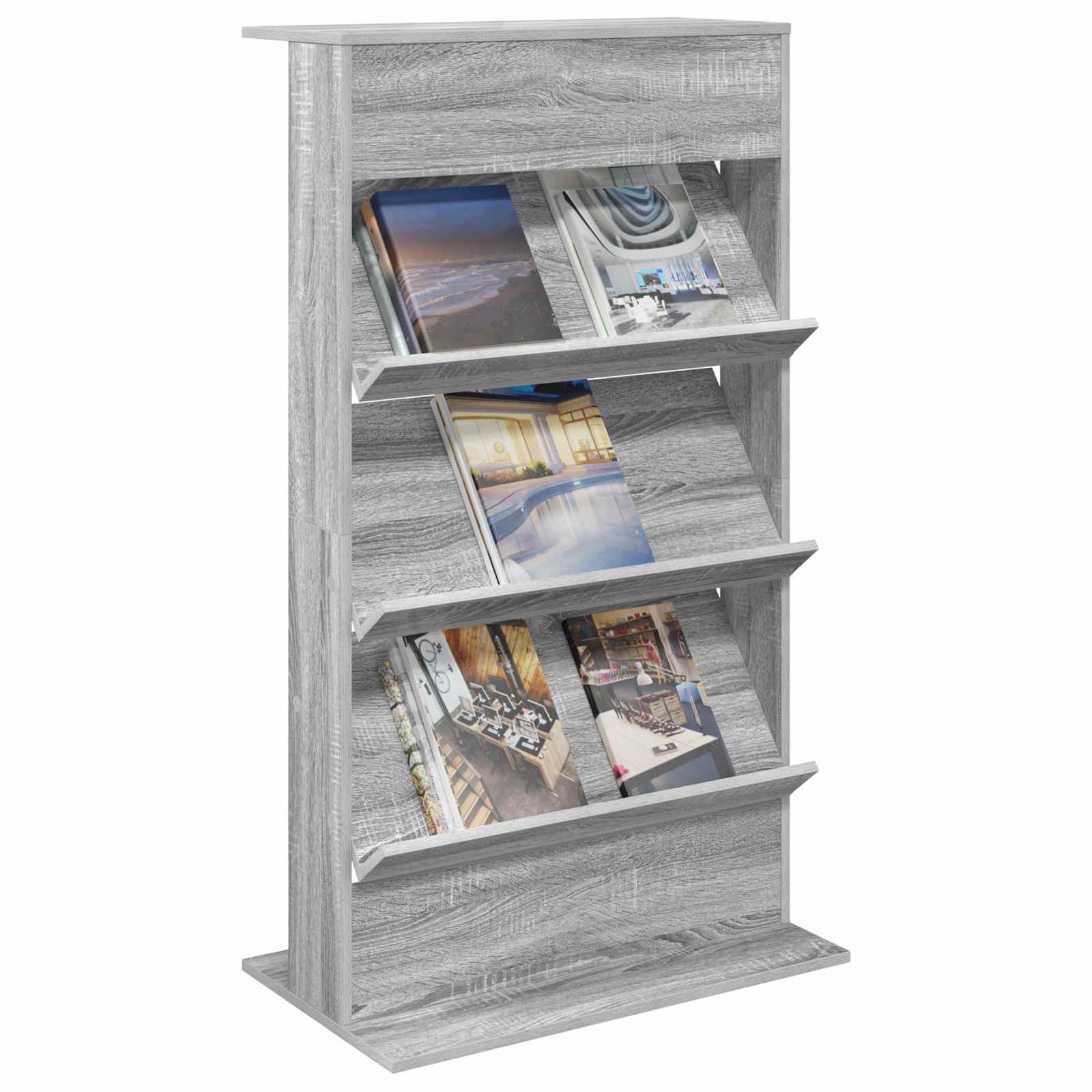 Estante de revistas cinza sonoma 70 x 41 x 126 cm