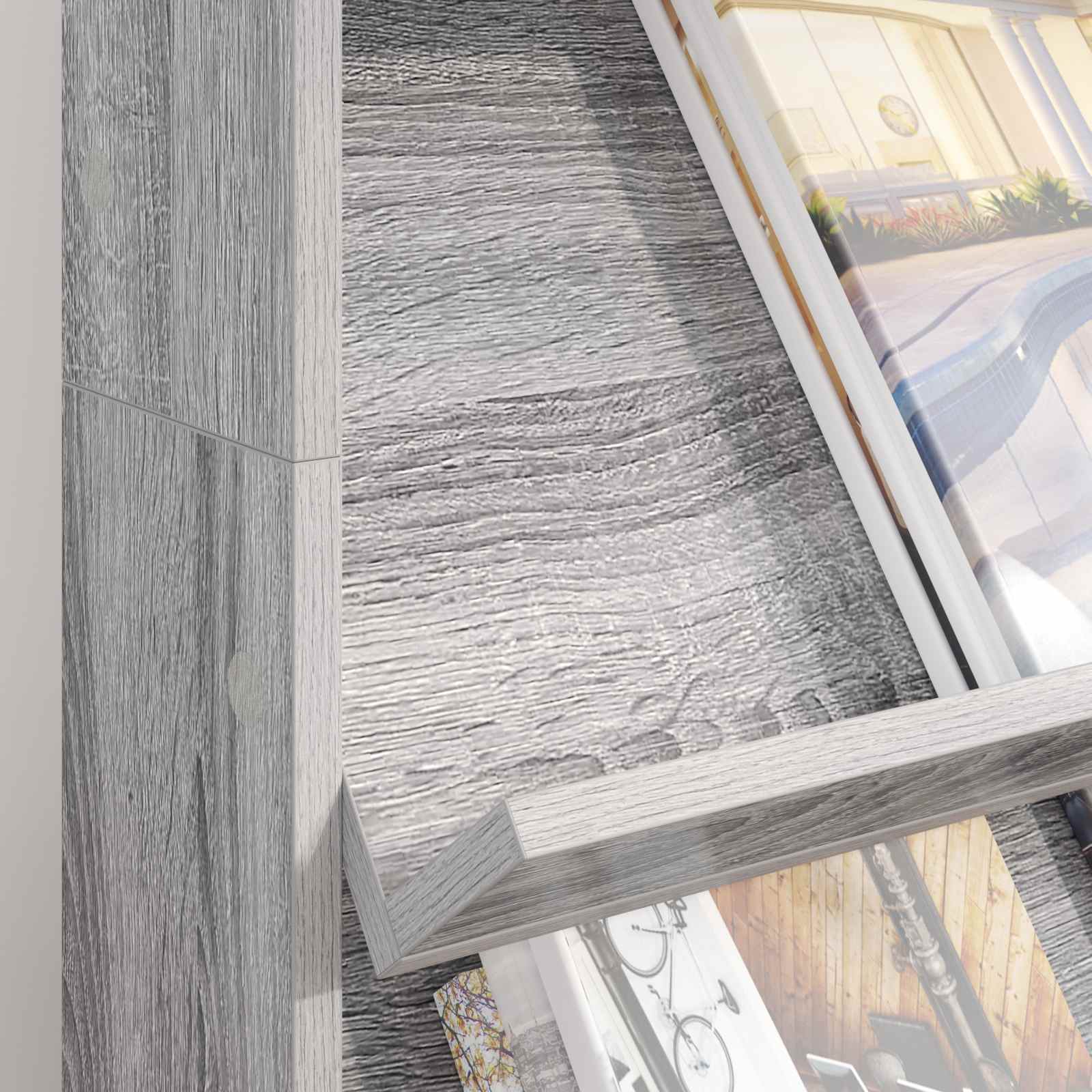 Estante de revistas cinza sonoma 70 x 41 x 126 cm