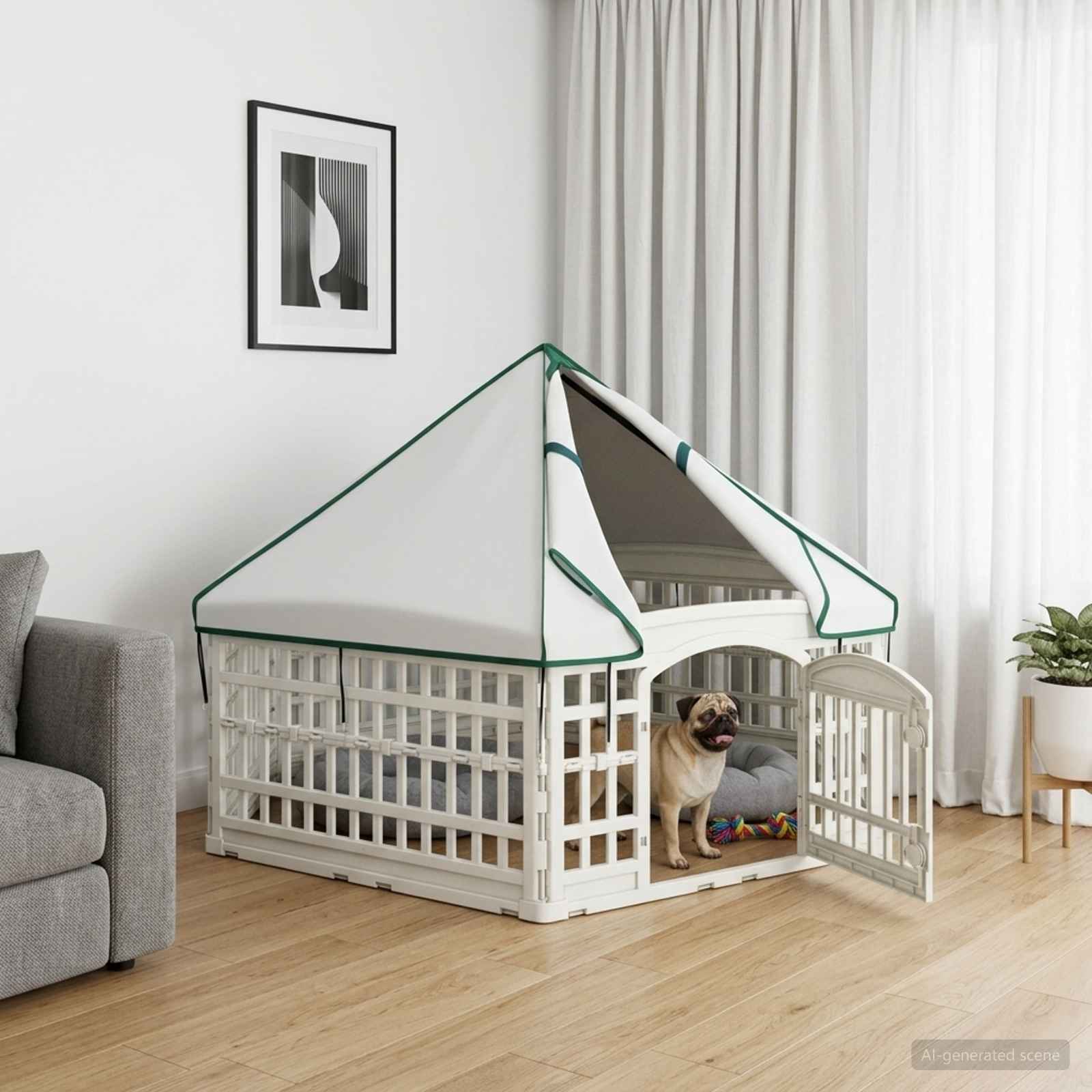 Playpen para cães com 6 painéis 177,5 x 154,5 x 112 cm plástico