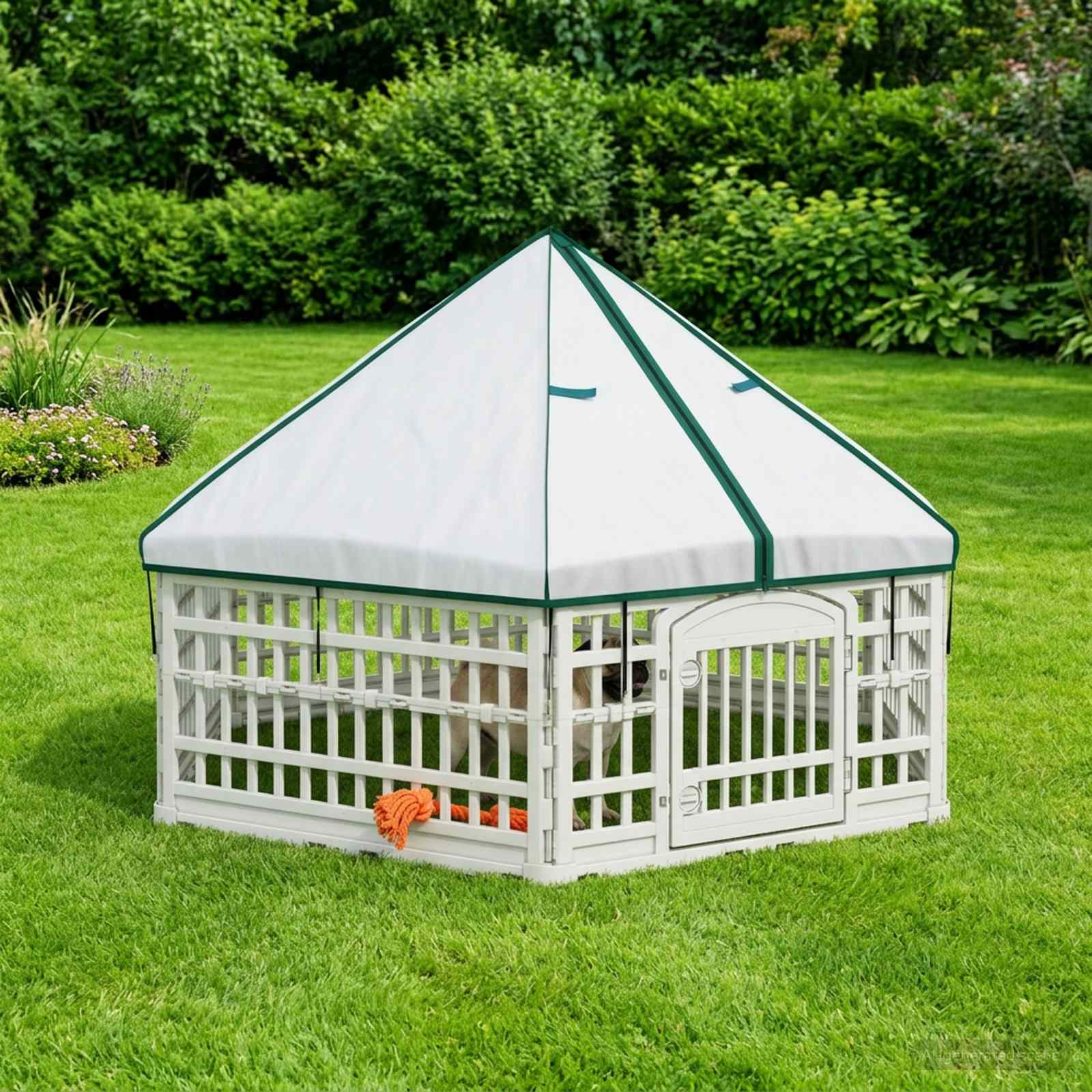 Playpen para cães com 6 painéis 177,5 x 154,5 x 112 cm plástico