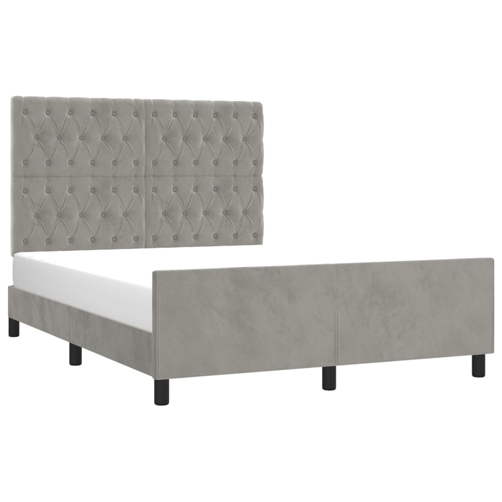 Estrutura de cama sem colchão 140x200 cm veludo cinzento-claro