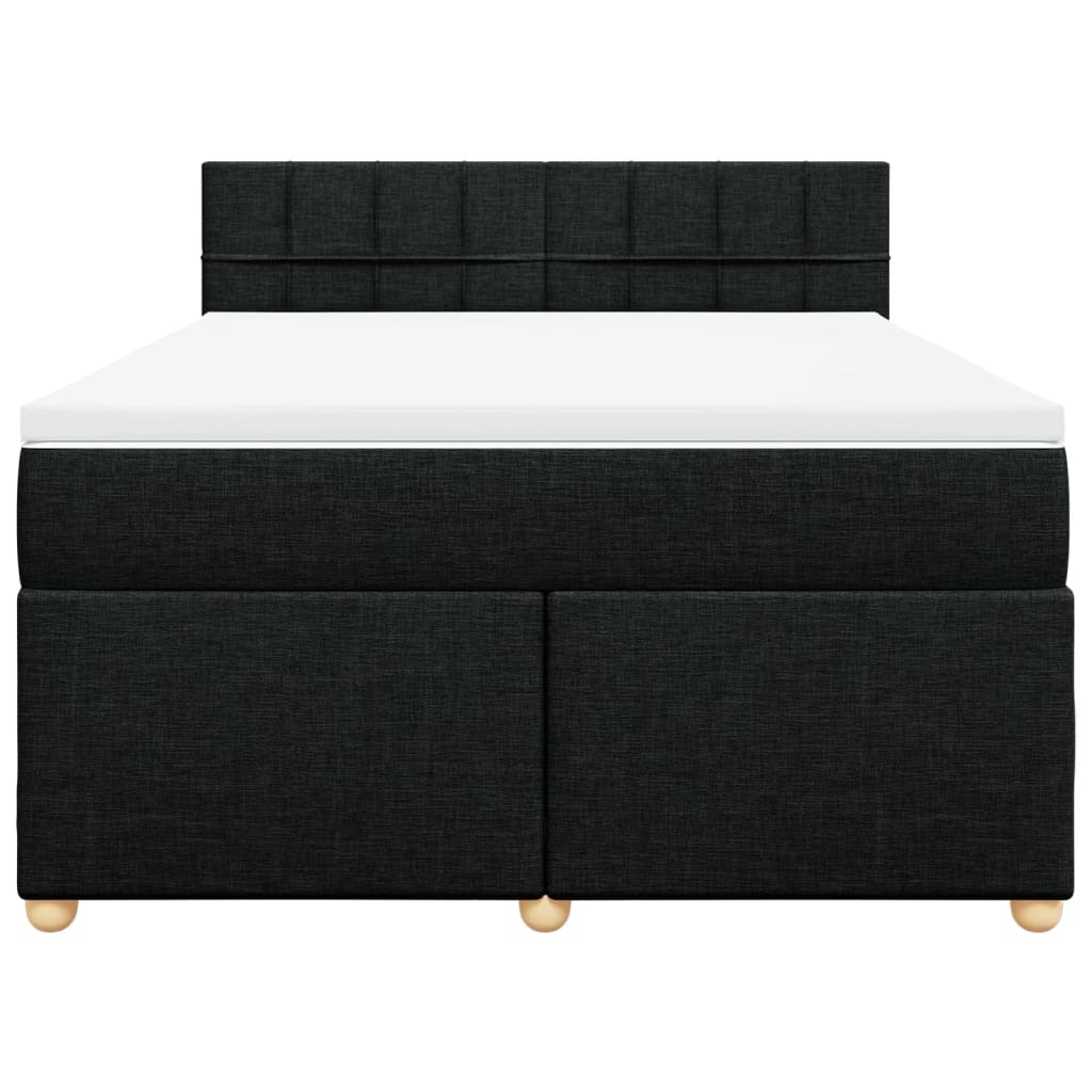 Cama com molas/colchão 140x200 cm tecido preto