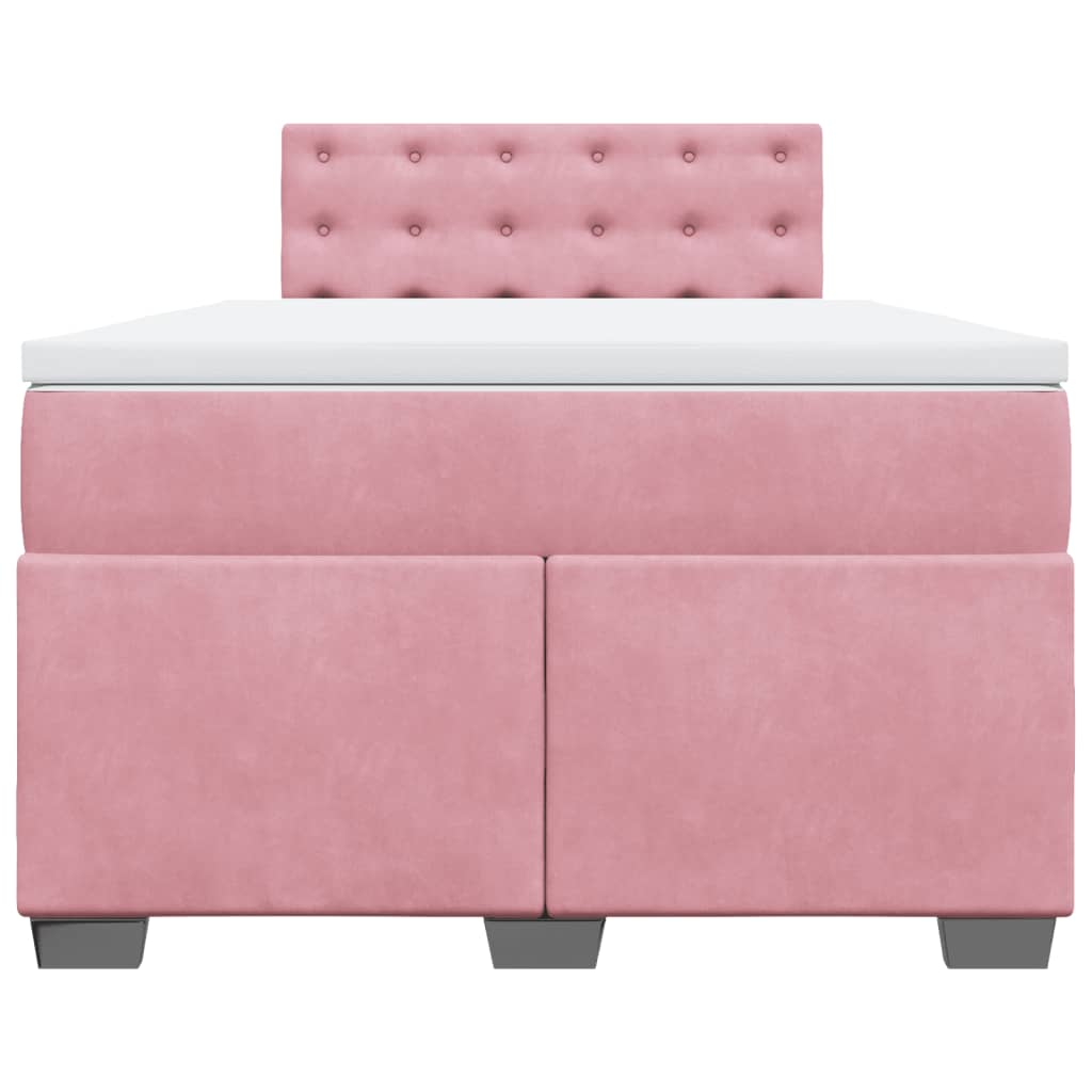 Cama boxspring com colchão 120x200 cm veludo rosa
