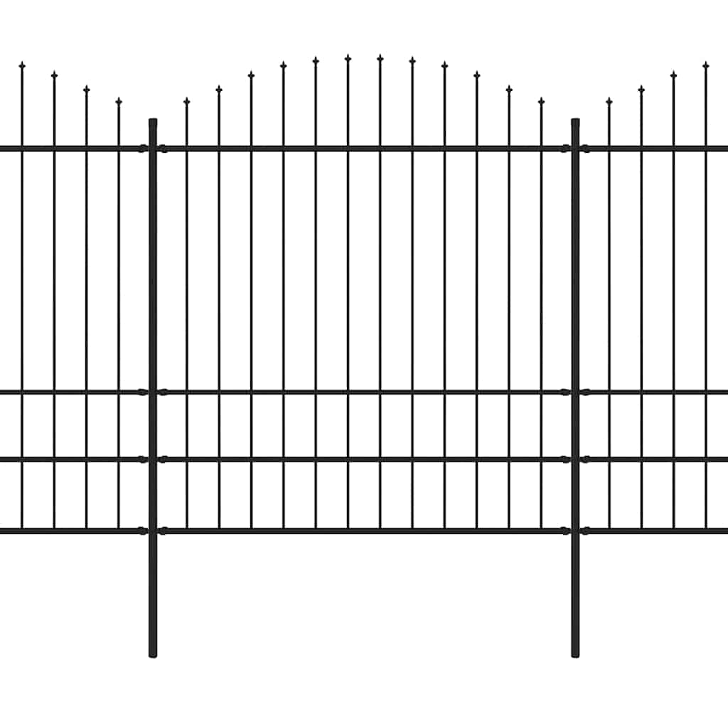 Cerca de jardim com topo em forma de lança em aço 504x200 cm, preta