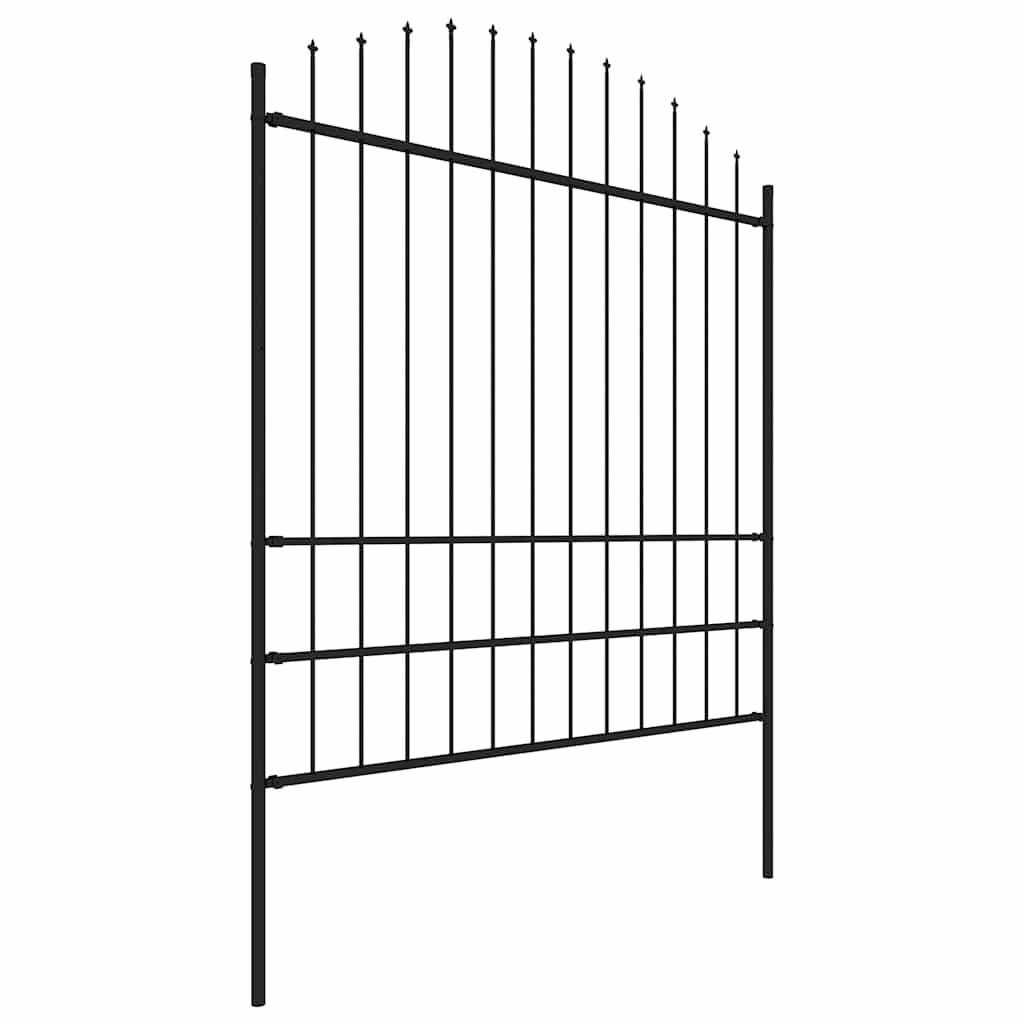 Cerca de jardim com topo em forma de lança em aço 504x200 cm, preta