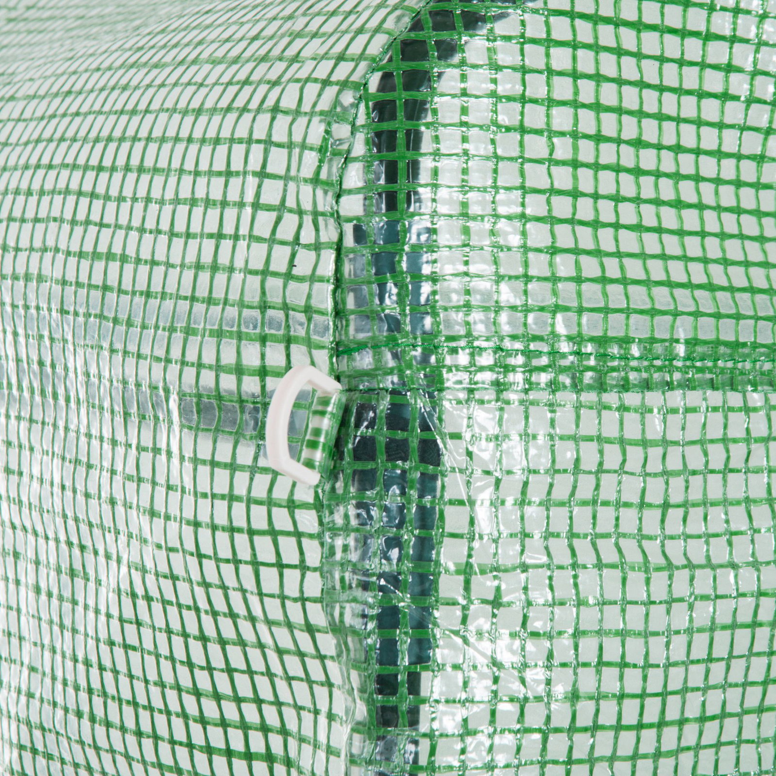 Estufa Tipo Túnel 3x3x2 m com Paredes Laterais Enroláveis 4 Janelas de Malha e Porta Enrolável com Fecho de Correr Verde