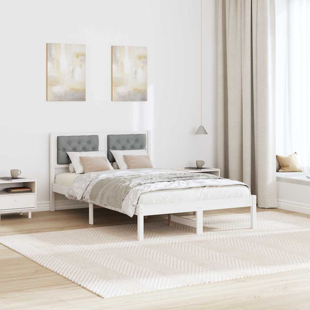 Estrutura da cama com cabeceira cinzento-claro 120 x 190 cm