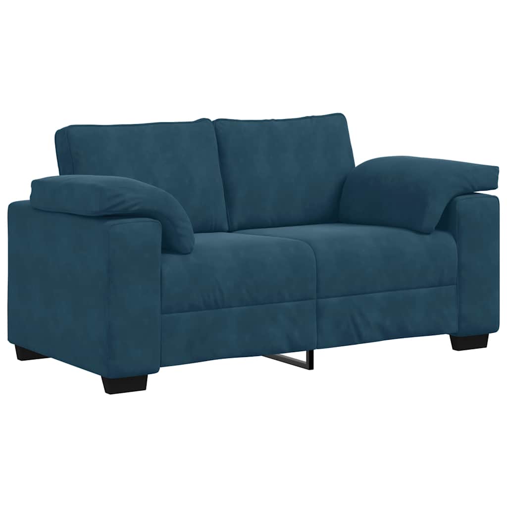 Conjunto de sofá de 2 peças com almofadas em veludo azul