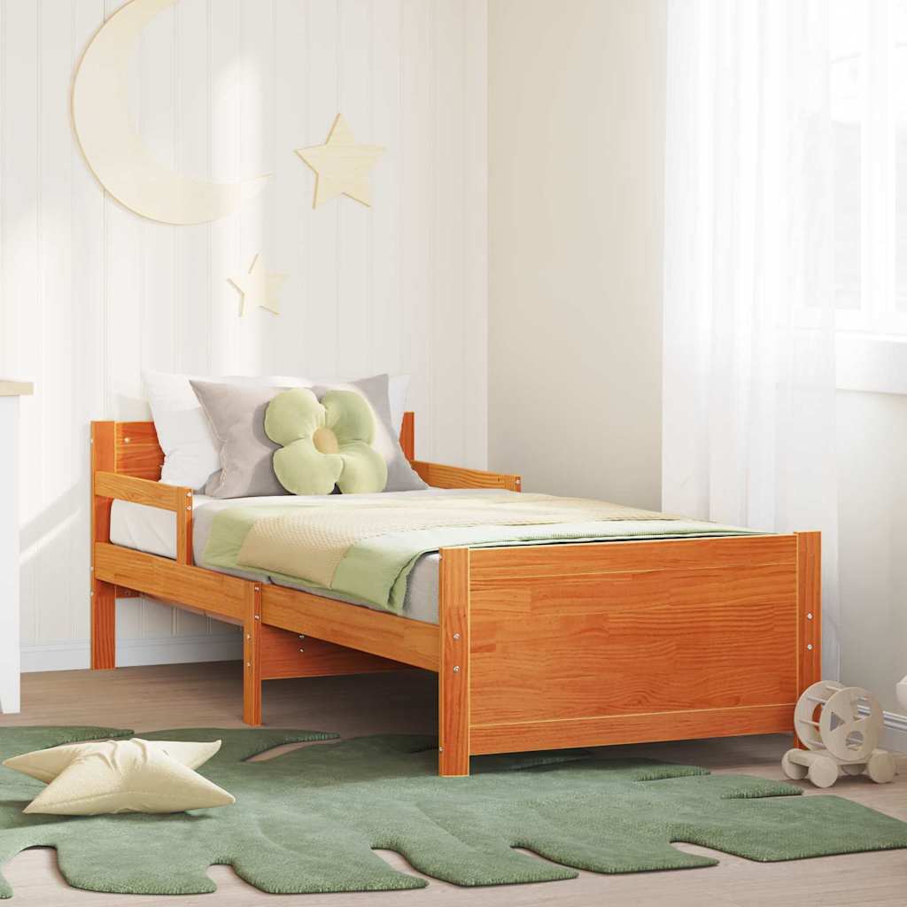 Estrutura da cama marrom cera 80 x 200 cm derivados de madeira