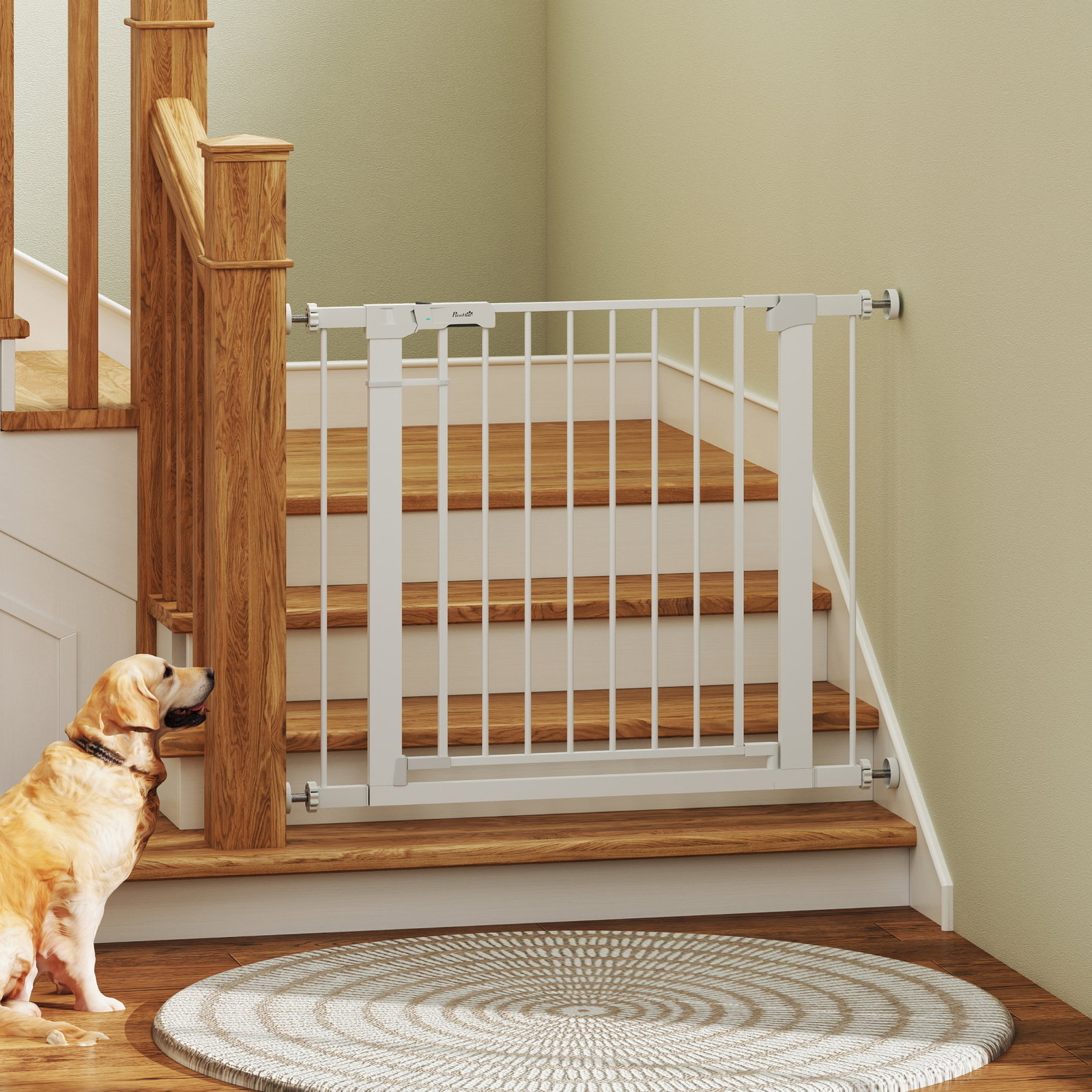 Barreira de Segurança para Cães Animais de Estimação 75-96cm para Escadas Portas e Corredores com Fechamento Automático Altura 7