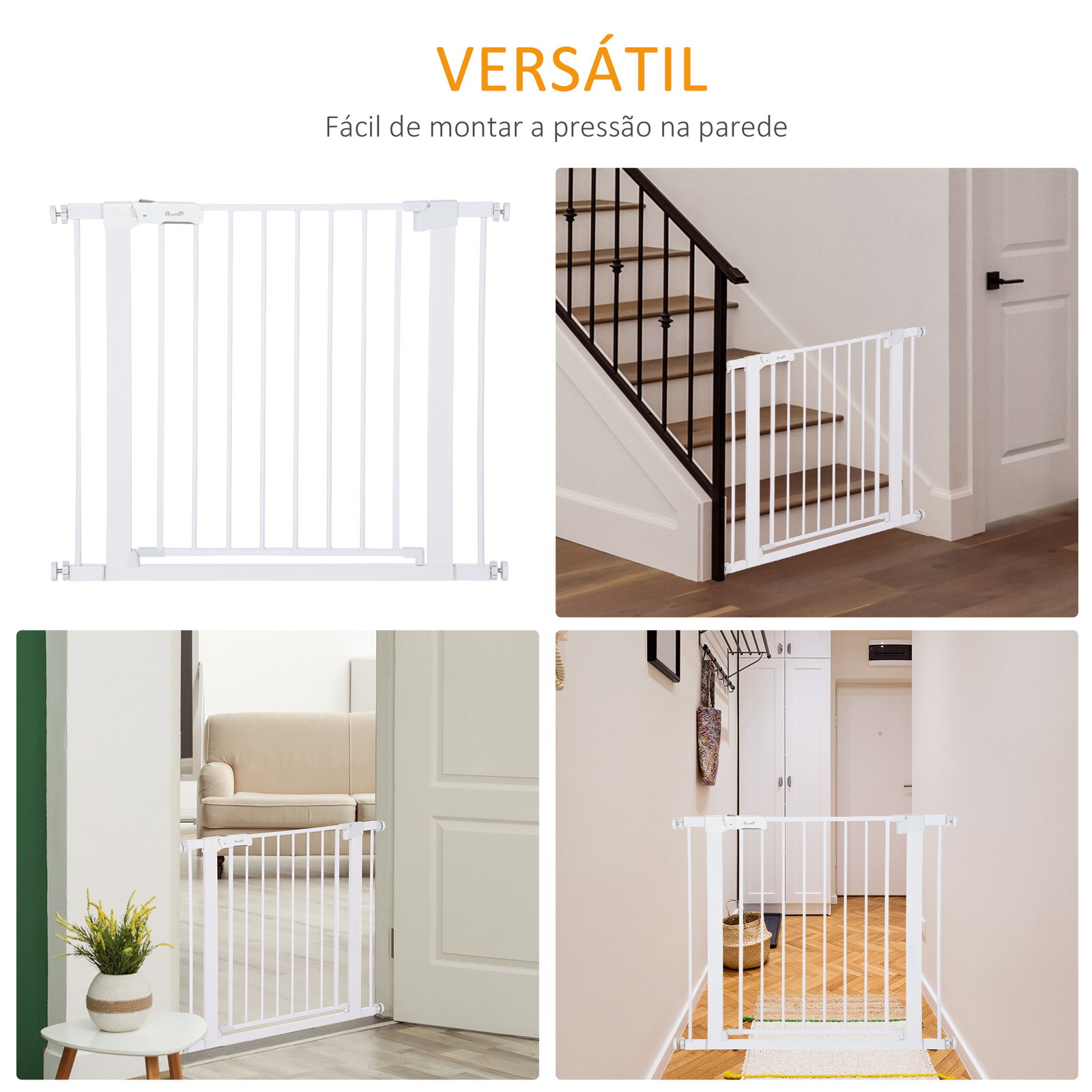 Barreira de Segurança para Cães Animais de Estimação 75-96cm para Escadas Portas e Corredores com Fechamento Automático Altura 7