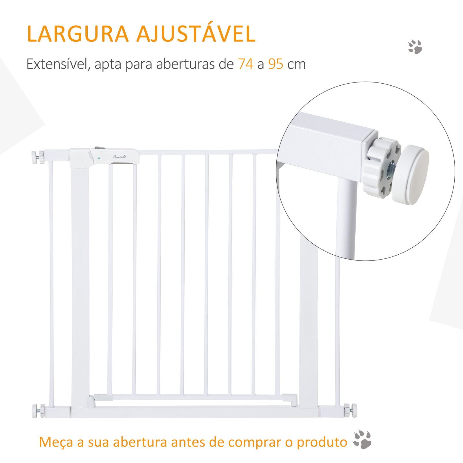 Barreira de Segurança para Cães Animais de Estimação 75-96cm para Escadas Portas e Corredores com Fechamento Automático Altura 7