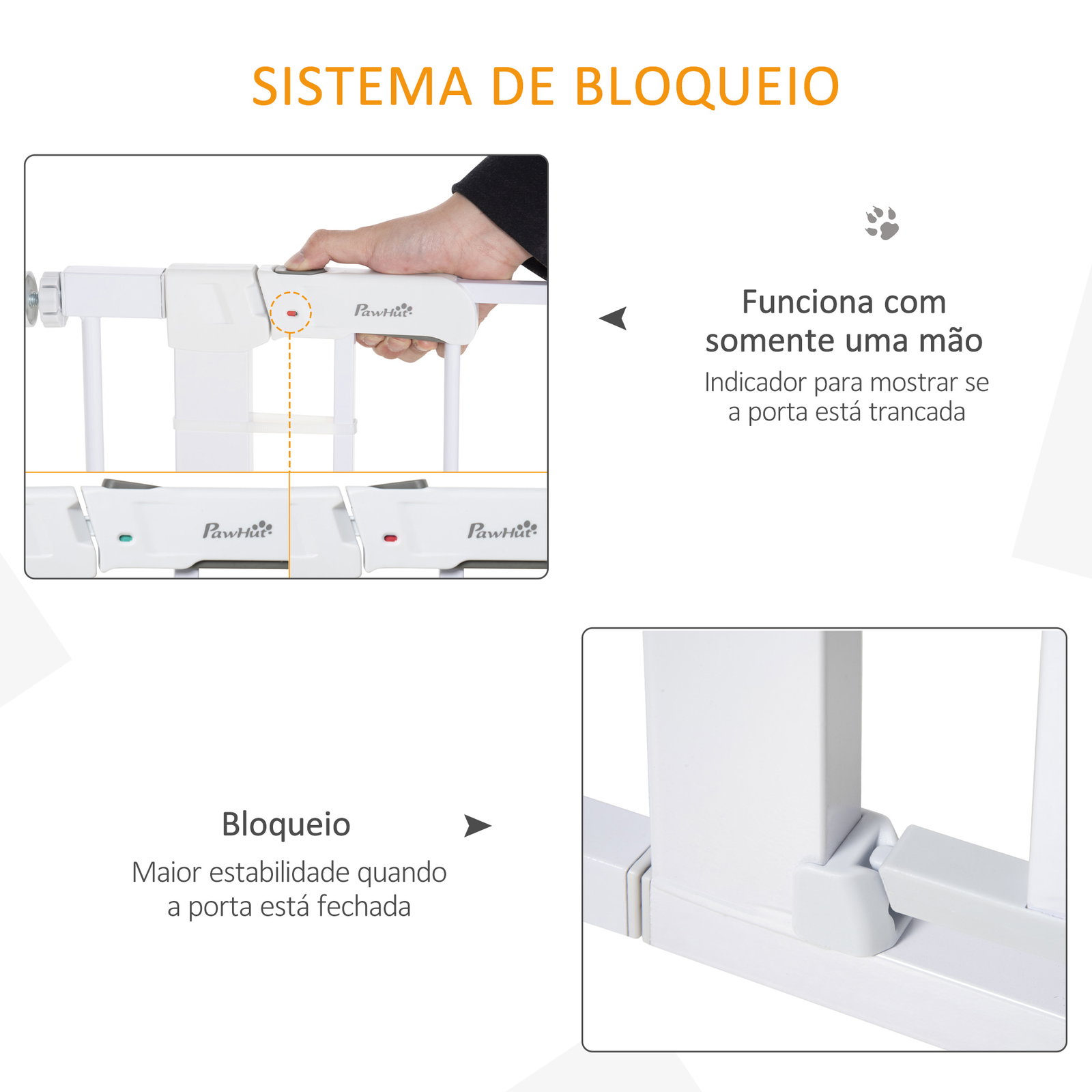 Barreira de Segurança para Cães Animais de Estimação 75-96cm para Escadas Portas e Corredores com Fechamento Automático Altura 7