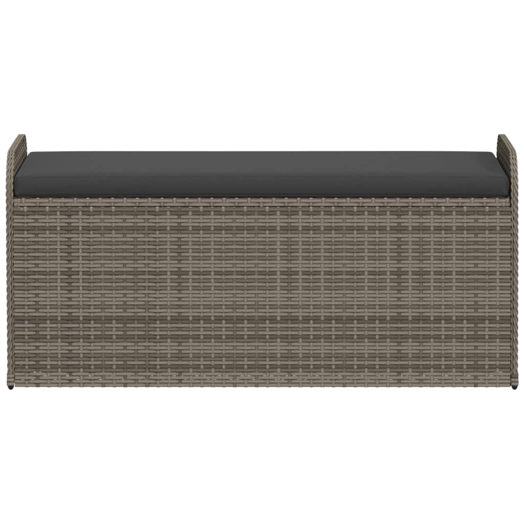 Banco de arrumação com almofadão 115x51x52 cm vime PE cinzento