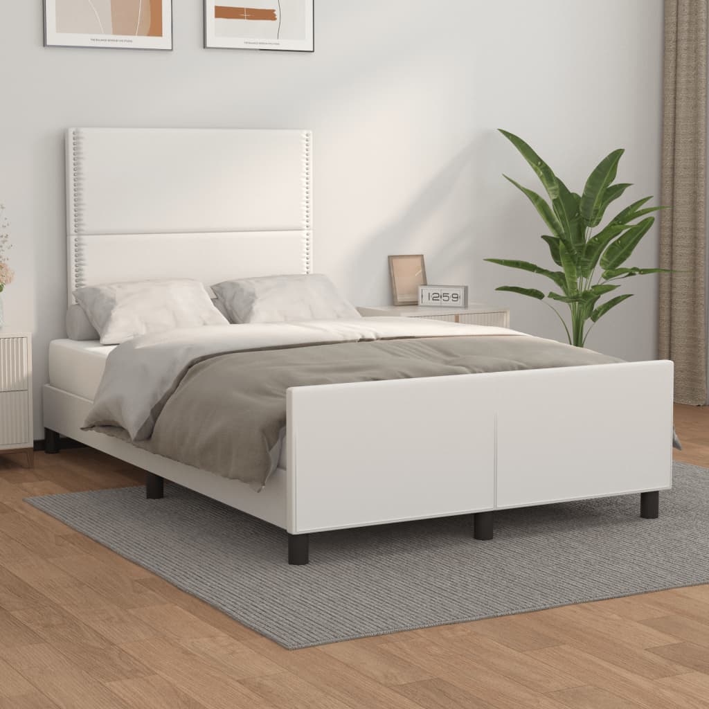Estrutura de cama sem colchão 120x190cm couro do falso branco