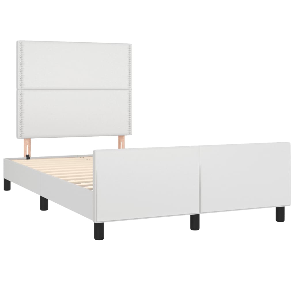 Estrutura de cama sem colchão 120x190cm couro do falso branco