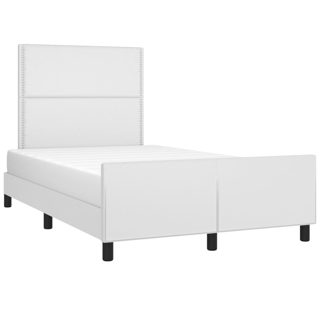 Estrutura de cama sem colchão 120x190cm couro do falso branco