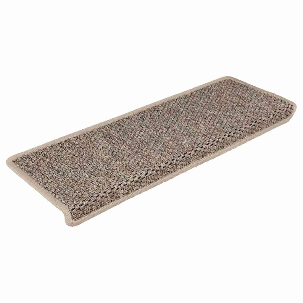 Tapetes escada adesivos aspeto sisal 30pcs 65x21x4 bege-escuro