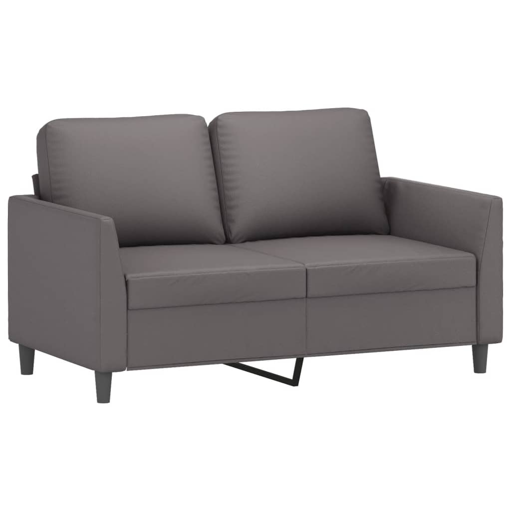 3 Pcs conjunto de sofás c/ almofadões couro artificial cinzento