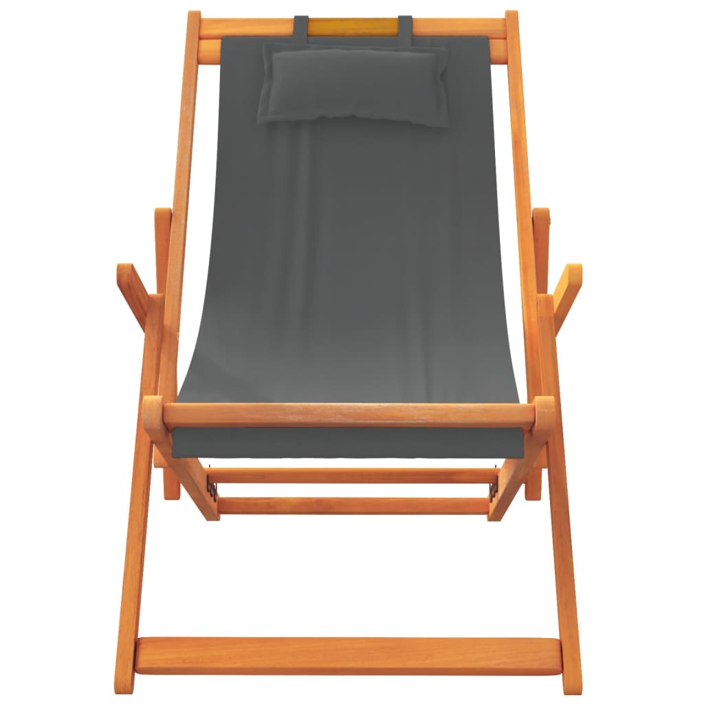 Cadeiras de praia dobráveis 2 pcs tecido cinzento