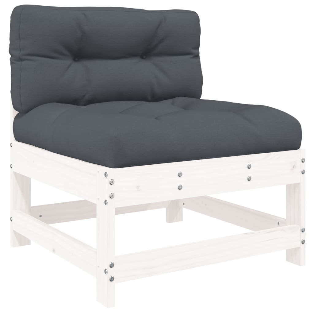10Pcs conjunto lounge jardim c/almofadões madeira maciça branco